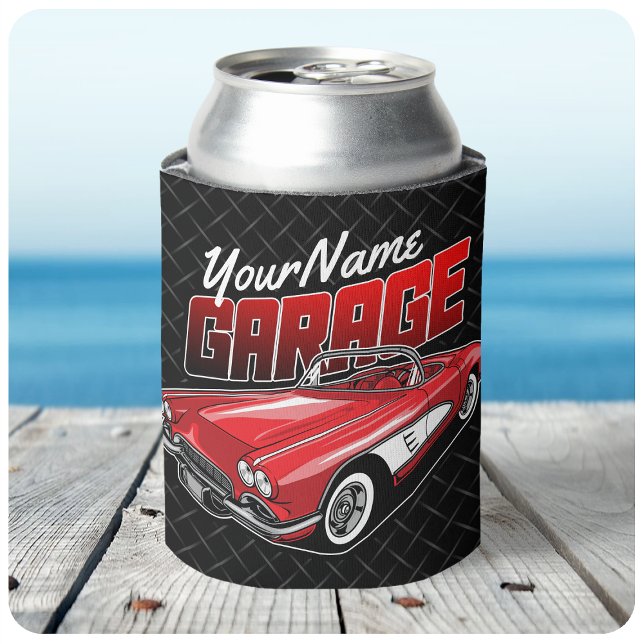 Personalised 1961 C1 Red Classic Sports Car Garage Can Cooler (Creator Uploaded)