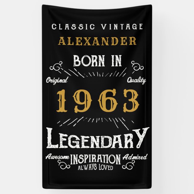 Personalised 1963 60th Birthday Add Name Legendary Banner (Vertical)