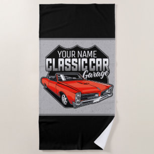 Personalised 1966 Convertible Classic Car Garage Beach Towel