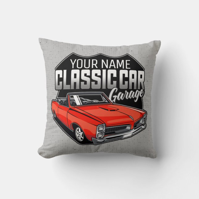 Personalised 1966 Convertible Classic Car Garage Cushion (Front)