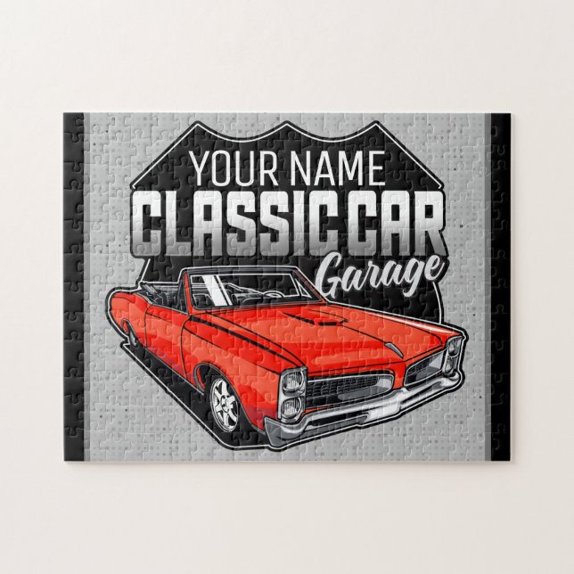 Personalised 1966 Convertible Classic Car Garage Jigsaw Puzzle (Horizontal)