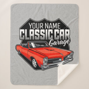 Personalised 1966 Convertible Classic Car Garage Sherpa Blanket