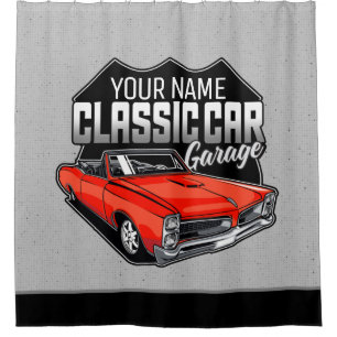 Personalised 1966 Convertible Classic Car Garage Shower Curtain