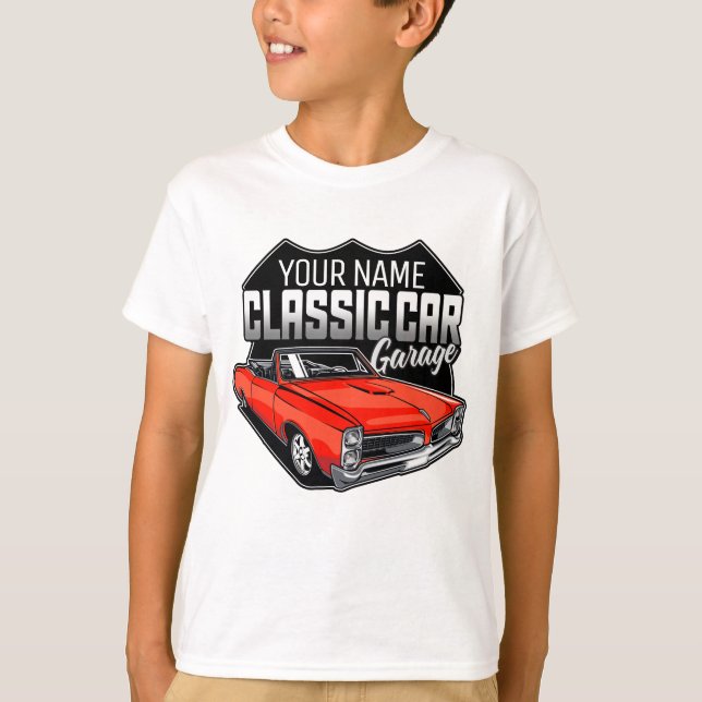 Personalised 1966 Convertible Classic Car Garage T-Shirt (Front)