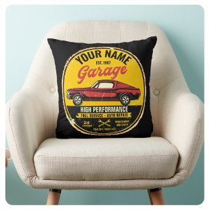Personalised 1967 Fastback Red Classic Car Garage  Cushion