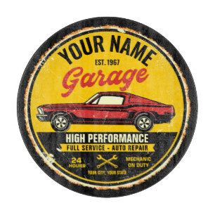Personalised 1967 Fastback Red Classic Car Garage Cutting Board