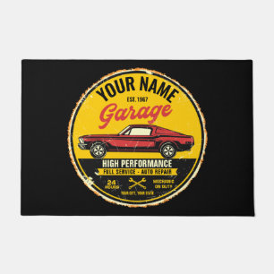 Personalised 1967 Fastback Red Classic Car Garage  Doormat