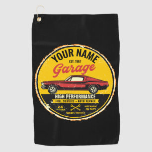 Personalised 1967 Fastback Red Classic Car Garage Golf Towel
