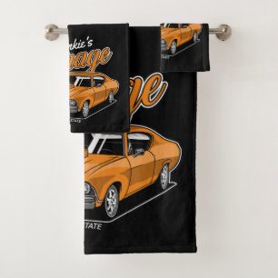 Personalised 1968 396 Classic Muscle Car Garage Bath Towel Set