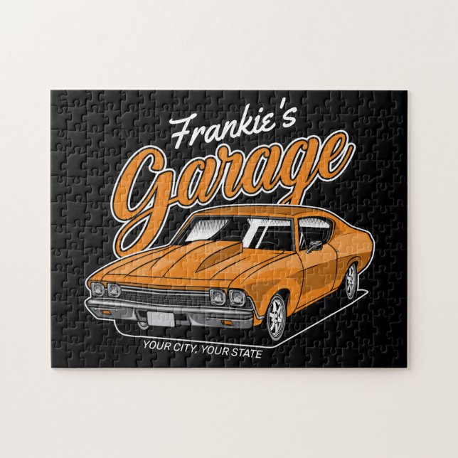 Personalised 1968 396 Classic Muscle Car Garage Jigsaw Puzzle (Horizontal)