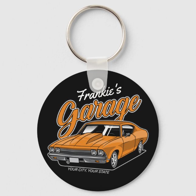 Personalised 1968 396 Classic Muscle Car Garage Key Ring (Front)