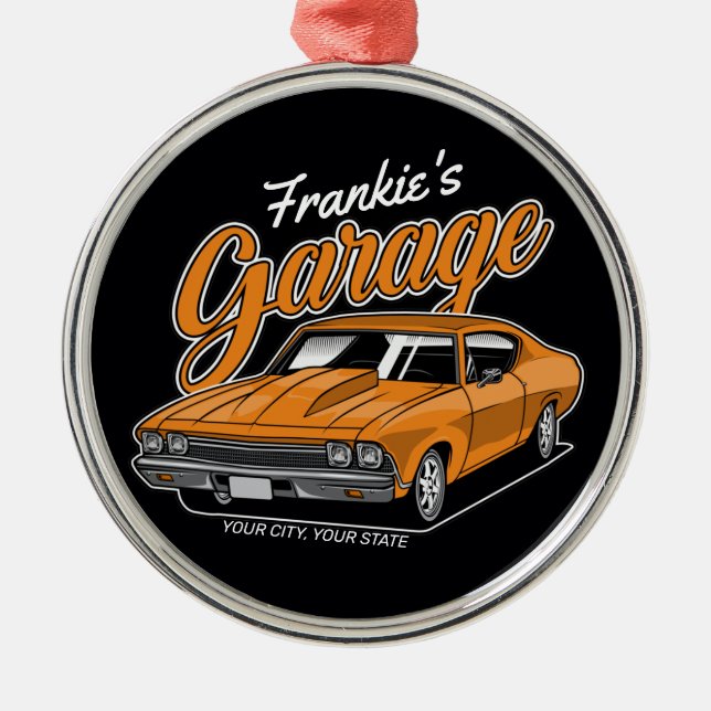 Personalised 1968 396 Classic Muscle Car Garage  Metal Ornament (Front)