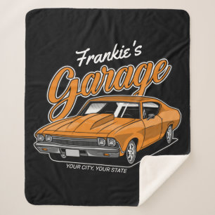 Personalised 1968 396 Classic Muscle Car Garage  Sherpa Blanket