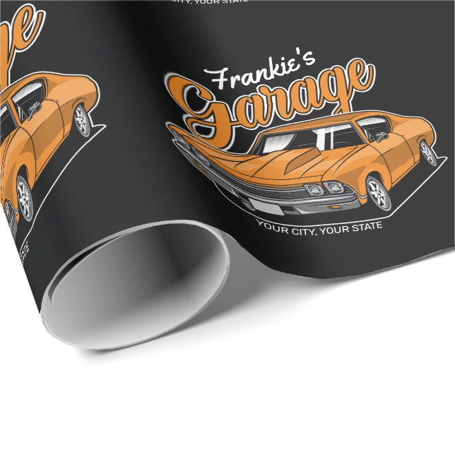 Personalised 1968 396 Classic Muscle Car Garage Wrapping Paper (Roll Corner)