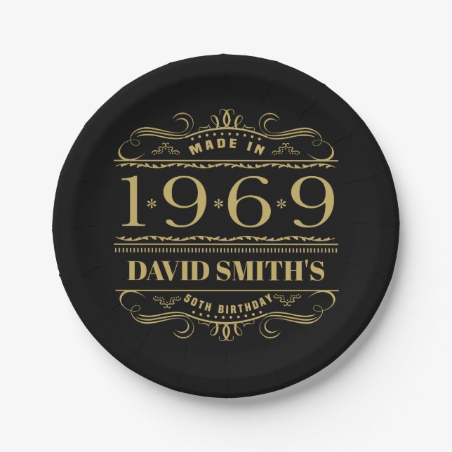 Personalised 1969 50th Birthday Paper Plate (Front)