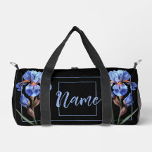 Personalised 19" Duffle Bag - Blue Iris Flower