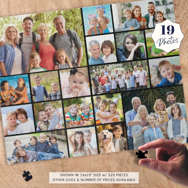 Personalised 19 Photo Collage Custom Colour Jigsaw Puzzle (Creator Uploaded)