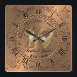 Personalised 19th Bronze Anniversary Gift Idea Square Wall Clock<br><div class="desc">Personalised Bronze effect 19th Anniversary wall clock. Customisable 19 year wedding anniversary celebration gift idea for him,  her or couple.</div>