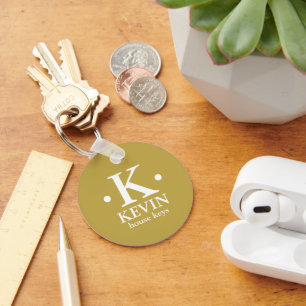 Personalised 1-letter Monogram ochre yellow Key Ring