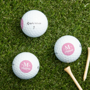 Personalised 1-letter Monogram Pink Circle Golf Balls