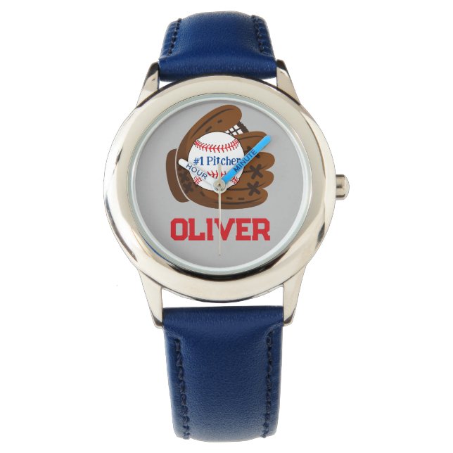 Personalised #1 Pitcher Boy's Baseball Watch (Front)