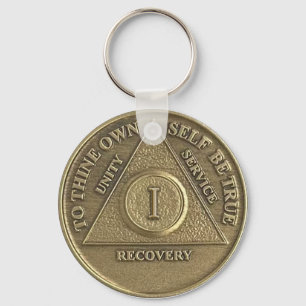 Personalised 1 Year Sober – AA Anniversary Coin Key Ring