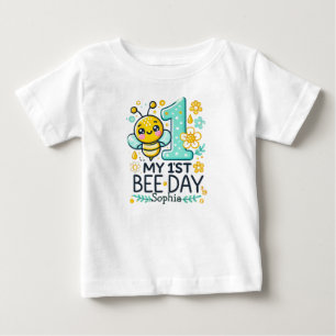 Personalised 1st Bee Day Birthday Baby T-Shirt