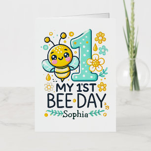 Personalised 1st Bee Day Foil Greeting Card