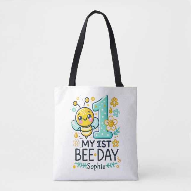 Personalised 1st Bee Day Tote Bag (Front)
