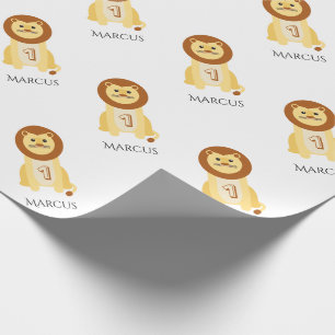 Personalised 1st Birthday baby animal lion Wrapping Paper