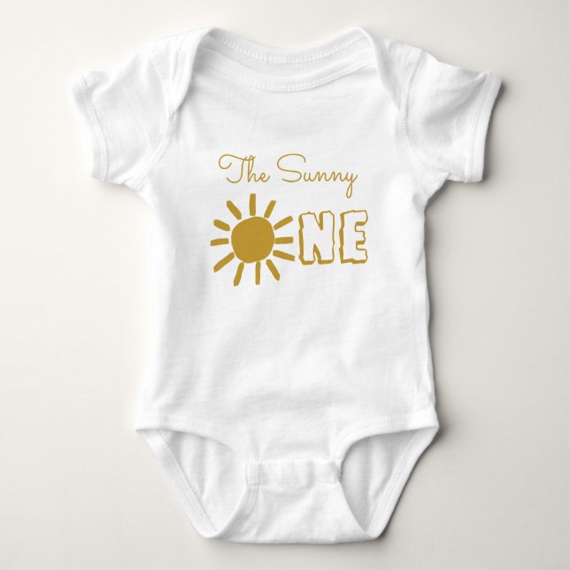 Personalised 1st birthday baby sun happy cute baby bodysuit (Front)