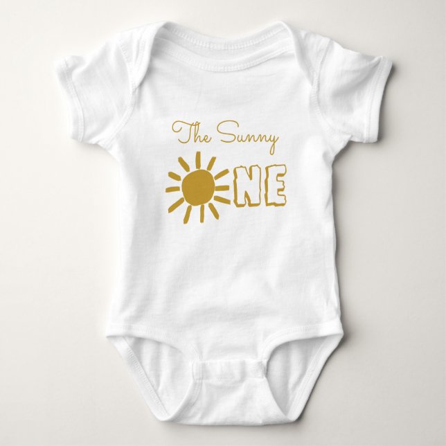 Personalised 1st birthday baby sun happy cute bodysuit (Front)