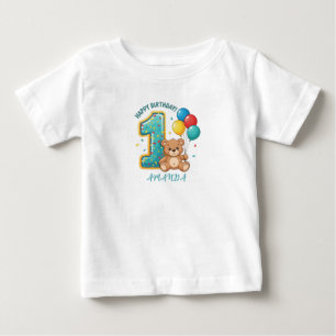 Personalised 1st Birthday Bear Baby T-Shirt