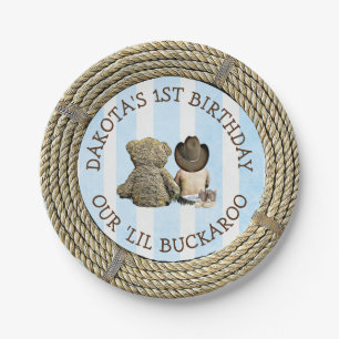 Personalised 1st Birthday Cowboy Themed cake Paper Plate