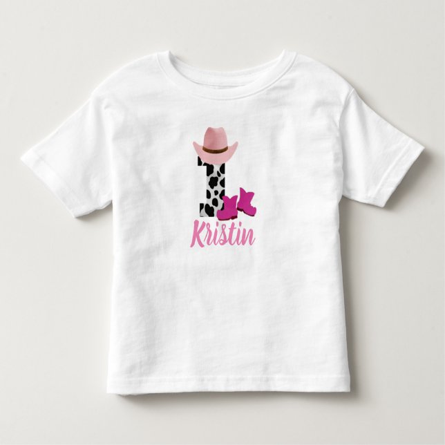 Personalised 1st Birthday Cowgirl Toddler T-Shirt (Front)