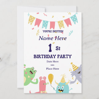 Personalised 1st Birthday Invitation – Boy or Girl
