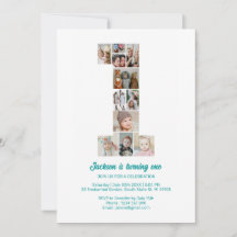 Personalised 1st Birthday Invitation Photo Collage