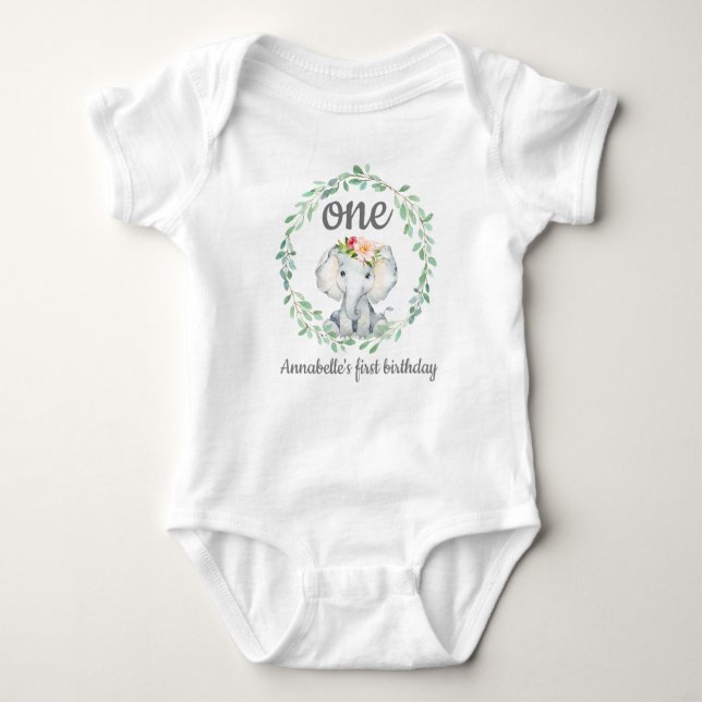 Personalised 1st Birthday One Piece Baby Bodysuit (Front)