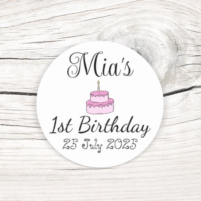 Personalised 1st Birthday Party Favour Classic Round Sticker (Make your birthday celebrations extra special with this personalized round sticker! )