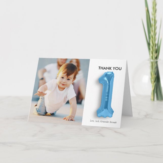 Personalised 1st Birthday Thank You Card (Front)