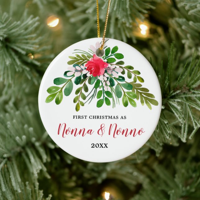 Personalised 1st Christmas As Nonna Nonno Italian Ceramic Ornament (Tree)