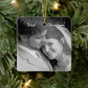 Personalised 1st Christmas Chandelier Damask Photo Ceramic Tree Decoration