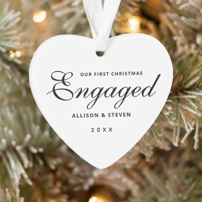Personalised 1st Christmas Engagement Heart Ornament (Tree)