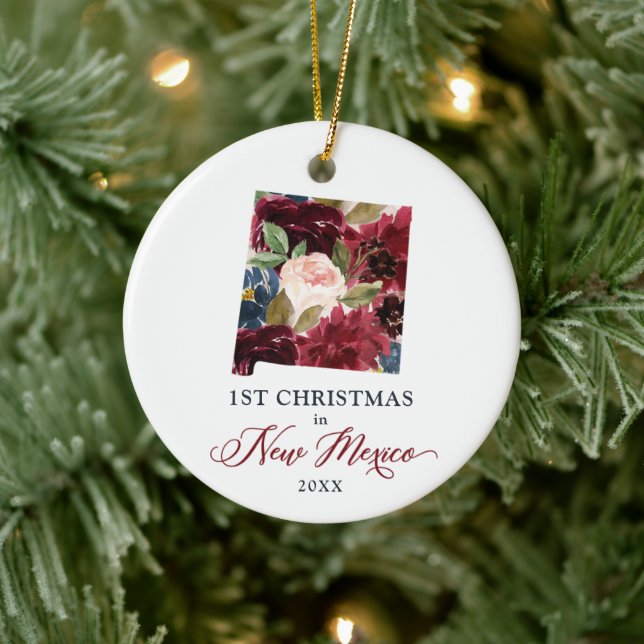 Personalised 1st Christmas In New Mexico NM State Ceramic Ornament (Tree)