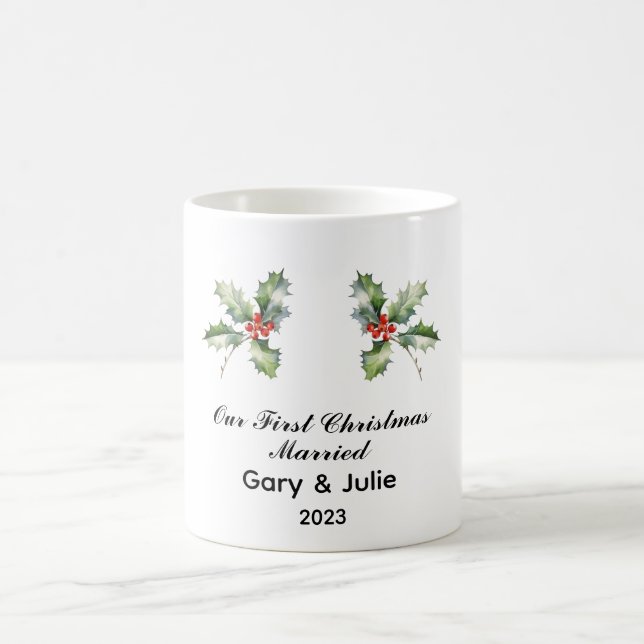 Personalised 1st Christmas Married Keepsake Coffee Mug (Center)