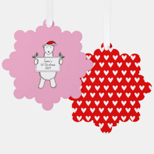 Personalised 1st Christmas Polar Bear Tree Decoration Card
