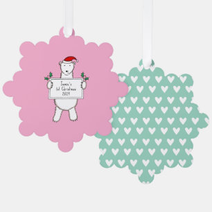 Personalised 1st Christmas Polar Bear  Tree Decoration Card
