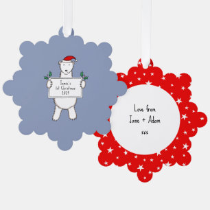 Personalised 1st Christmas Polar Bear  Tree Decoration Card