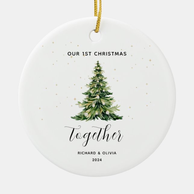 Personalised 1st Christmas Together Couple Gift  Ceramic Ornament (Front)