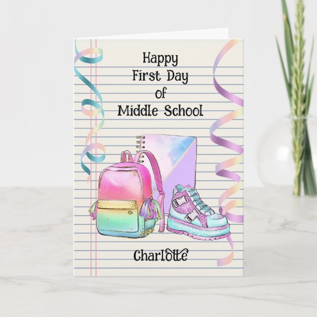 Personalised 1st Day of Middle School  Card (Front)